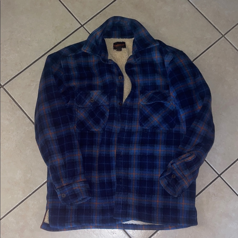 Northwest Territory Blue Plaid Sherpa-Lined Shirt Jacket